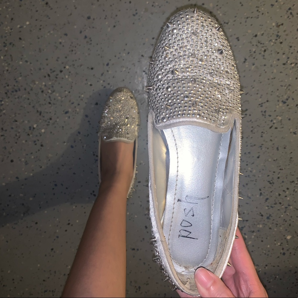 Posh Silver Crystal Embellished Flats